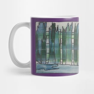 Liminal Space II in Yale Blue and Dark Green Abstraction Mug